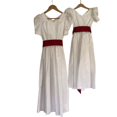 Vintage 80s.  Two White Flower Girl Dresses.  Size 8?  14?