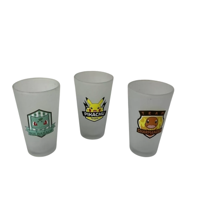 Set of 3 Pokemon Characters Frosted Glass Tumblers