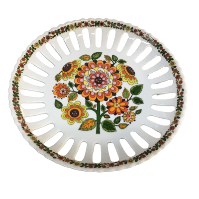 Porcelana Schmidt Brazil Floral Round Plate Approx 19.5cm diameter