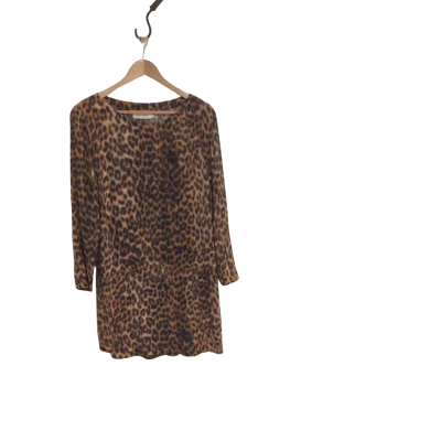 Zimmermann Women's Size 1 Long Sleeve Top Animal print / Black  / Brown 