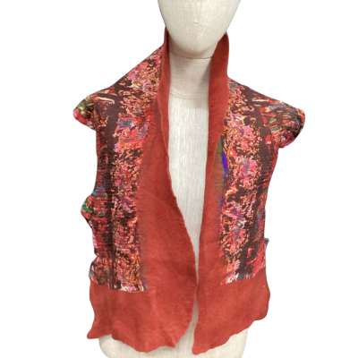  Hand Felted Silk  Scarf Brown 