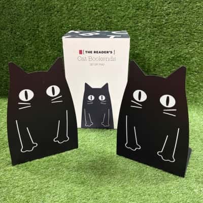 The Readers Black Metal Cat Bookends (New in Box)