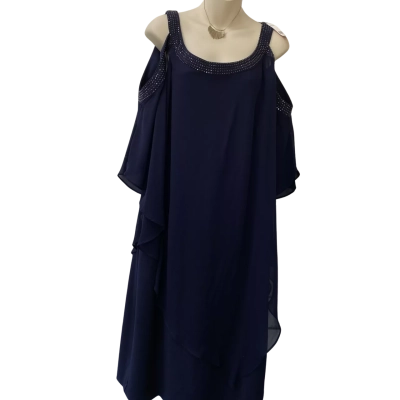 Autograph Off The Shoulder  Dark Blue Dress 