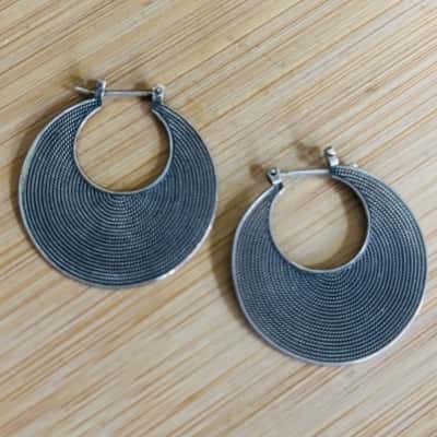 Sterling Silver Woven Circle Earrings (Stamped 925)