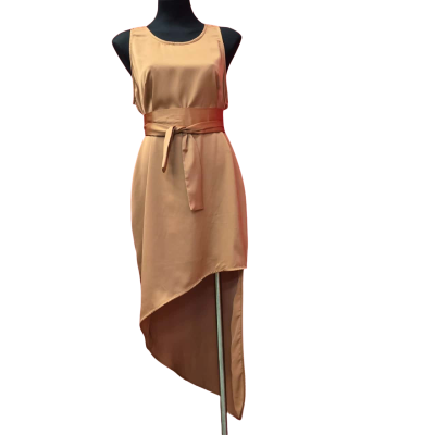 **Ezra Blu Womens  Size 12 Light Caramel Colour Asymmetrical Dress