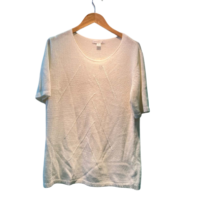  Meredith Womens  Size L Short Sleeve Top White 