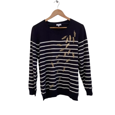 W.Lane Womens  Size M Jumper / Sweatshirt Gold / Navy Blue / Striped / White 