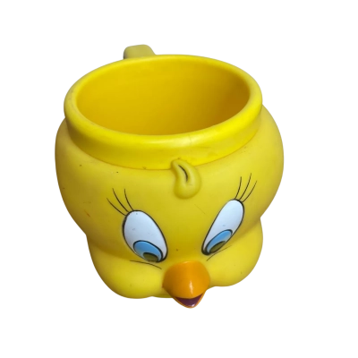Vintage 1992 Tweety Warner Bros. Looney Toons Yellow Plastic Mug Cup Collectible