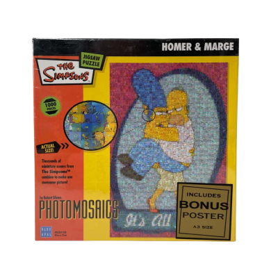 The Simpsons Photomosaic ‘Homer & Marge’ 1000pc Jigsaw Puzzle - New Sealed in Box 