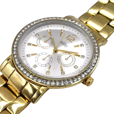 Elite Watch With Gold Tone Band - Untested/Needs Battery