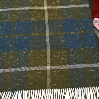 Large Blue & Green Wool & Alpaca Scarf - Made In Germany