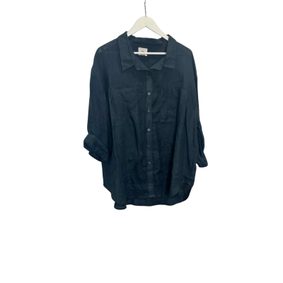 Outback Linen Co. Womens  Size 20 Button Up Top / Long Sleeve Shirt Navy Blue 
