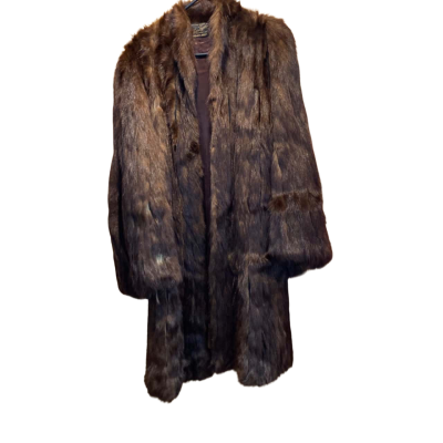  Womens  Size 14 Fur Coat Brown 
