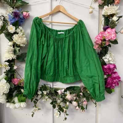 Morrison Womens  Size 12 -14Long Sleeve Top Green 