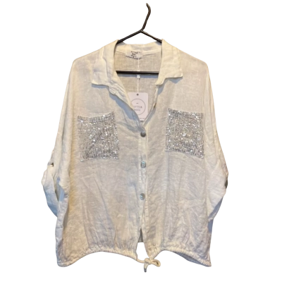 Bottega moda Womens  Size 16 Button Up Top White 