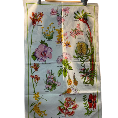 Vintage Tea Towel Of Australian Bush Flower 