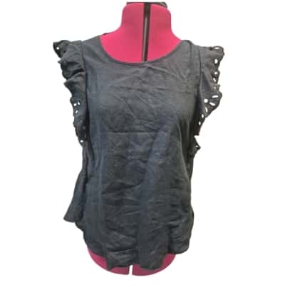 Country Road Womens  Size 10 Short Sleeve Shirt Black  