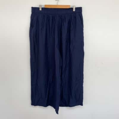 City Chic Navy Blue Wide Leg Loose Fit Pants  Size M 
