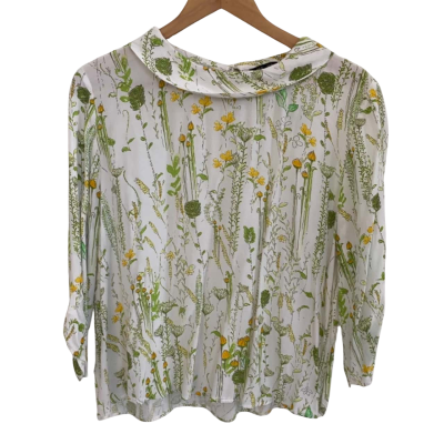 Zara Womens  Size XL Floral Top / Long Sleeve Top Floral / Green / White 
