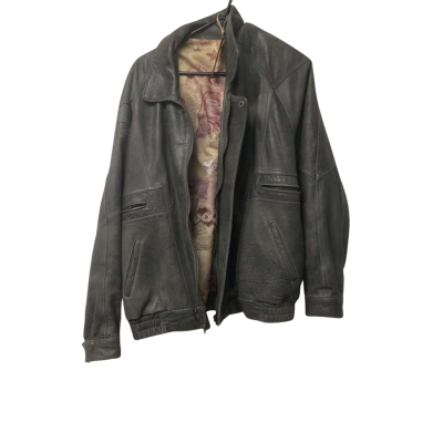 Mens Roger David Size 46 Grey Leather Jacket 