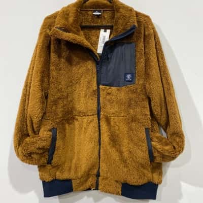 Rip Curl Unisex  Size L Bomber Jacket Brown Fleece RRP$129.99