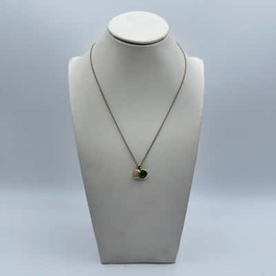 Swarovski Golden Tone Green & Clear Stones Charms Necklace