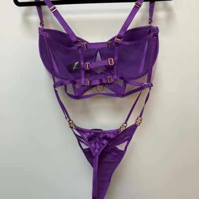 Honey Birdette Women’s Size 14G corset bra and Xl G stringPurple 