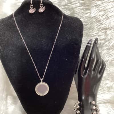  Womens Cuff Bracelet / Earrings / Necklace Other / Pink  / Silver 