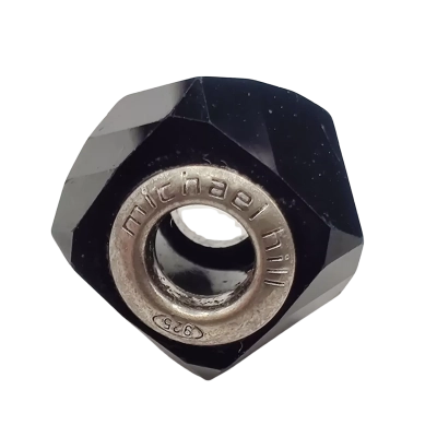 Italian 925 Silver Black Jet Glass Bracelet Charm In Great Condition From Michael Hill Jewellery In Gift Bag