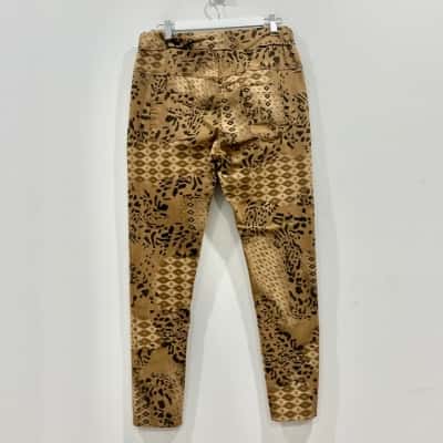 Bottega Moda Brown Animal Print Stretch Pants Size 12 