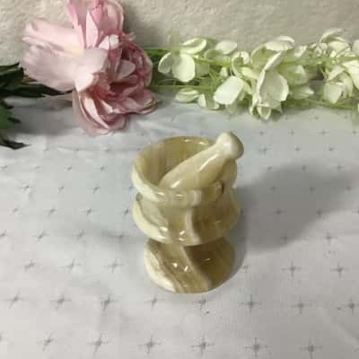 Small Cream & Brown Marble Mortar & Pestle Set
