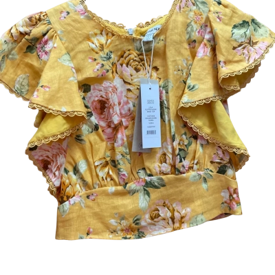 Forever New Womens  Size 8 Cropped Top Floral / Yellow 