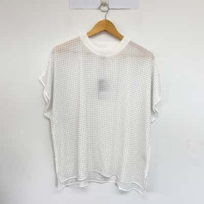Decjuba White Phoebe Diamant T-shirt Top  Size 14 