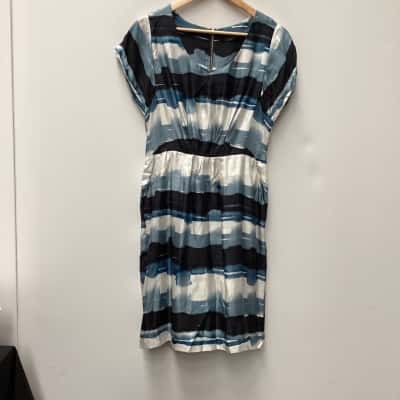 David Lawrence Womens  Size 12 Blue Pattern silk dress