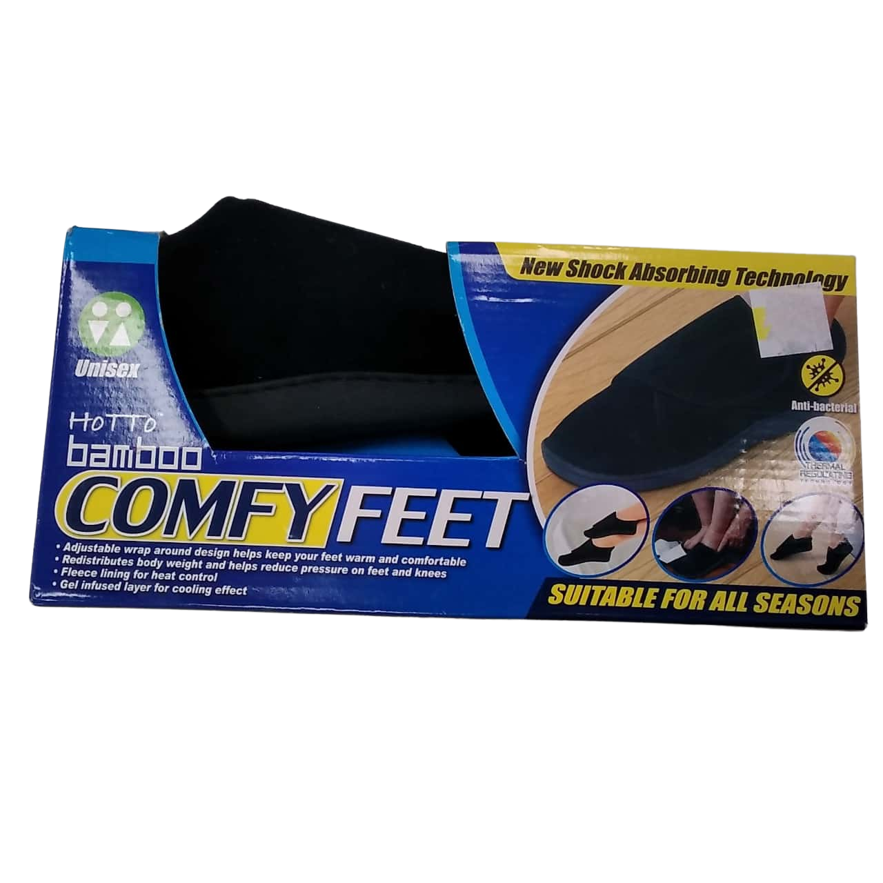 HOTTO Bamboo Comfy Feet Unisex S Black Slippers (362)(s)