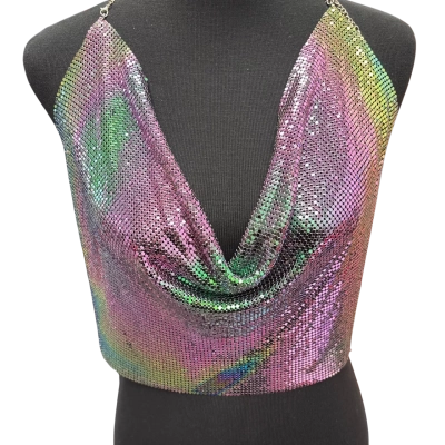  Women’s Rainbow Chainmail Crop top Size One Size 