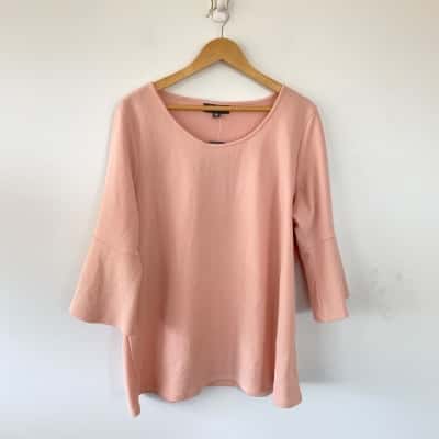 Autograph Soft Pink Bohemian Romance Flutter Sleeve Knit Top Size 20