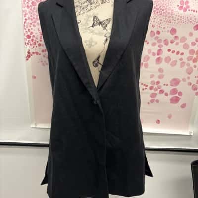 Oxford Waistcoat Womens Size M-L Black  