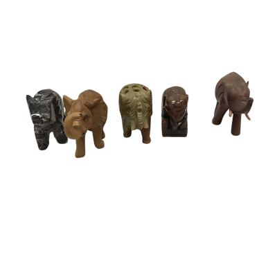 Assorted elephant figurines