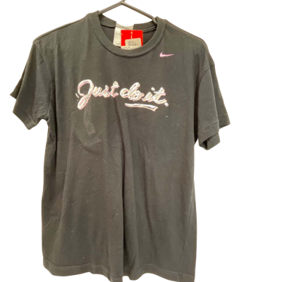 Nike Womens “Just Do It” Size L Short Sleeve Shirt Black  