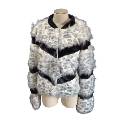 Urban Code Black/White Faux Fur Short Jacket Size 12