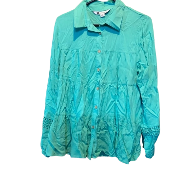 Rockmans Womens  Size 14 Button Up Top Turquoise 