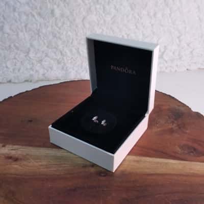 Pandora Triple Stone Stud Earrings Cubic Zirconia 5925 ALE P2