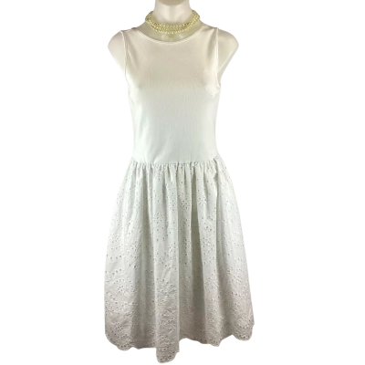 Steve Madden Eyelet Ribbed Midi Dress - White Size Small