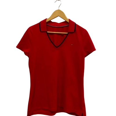 Tommy Hilfiger Women's  Size M 3/4 Sleeve Shirt Navy Blue / Red 