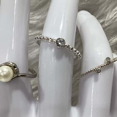  Women's Silver Tone Rings x 3