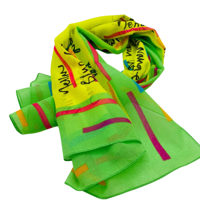  Vintage Chiffon Womens Scarf  Size 70 x 70 cm Green Made in Italy 