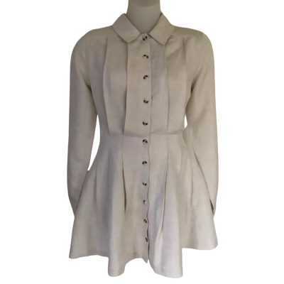 Sovere    Cotton and Flax  Pleated Shirt Dress.   Size 8 