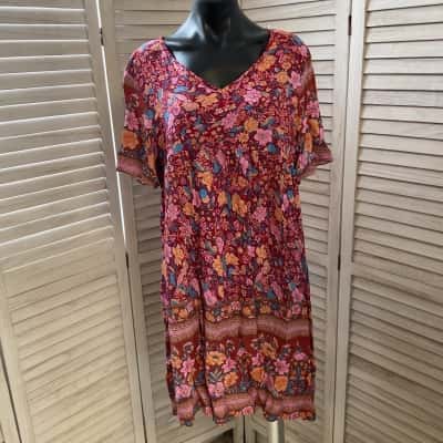 Emery rose  Womens  Size L Babydoll Dress Floral / Red 