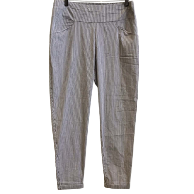 Brand New The Ark Womens  Size L Pinstriped Pull On Pants Grey / White